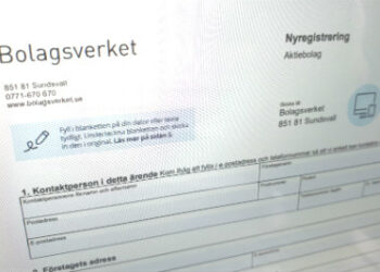 Nyregistreade företag i Skövde. Blankett.