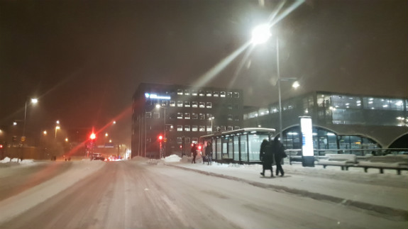 Vinterbild och snö i Skövde