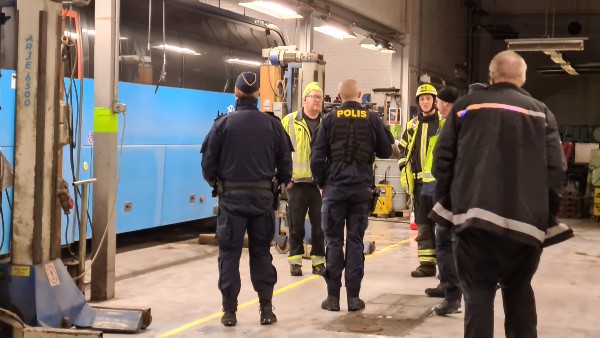 Bussen som brann i Västtrafiks garage på Mariesjö i Skövde
