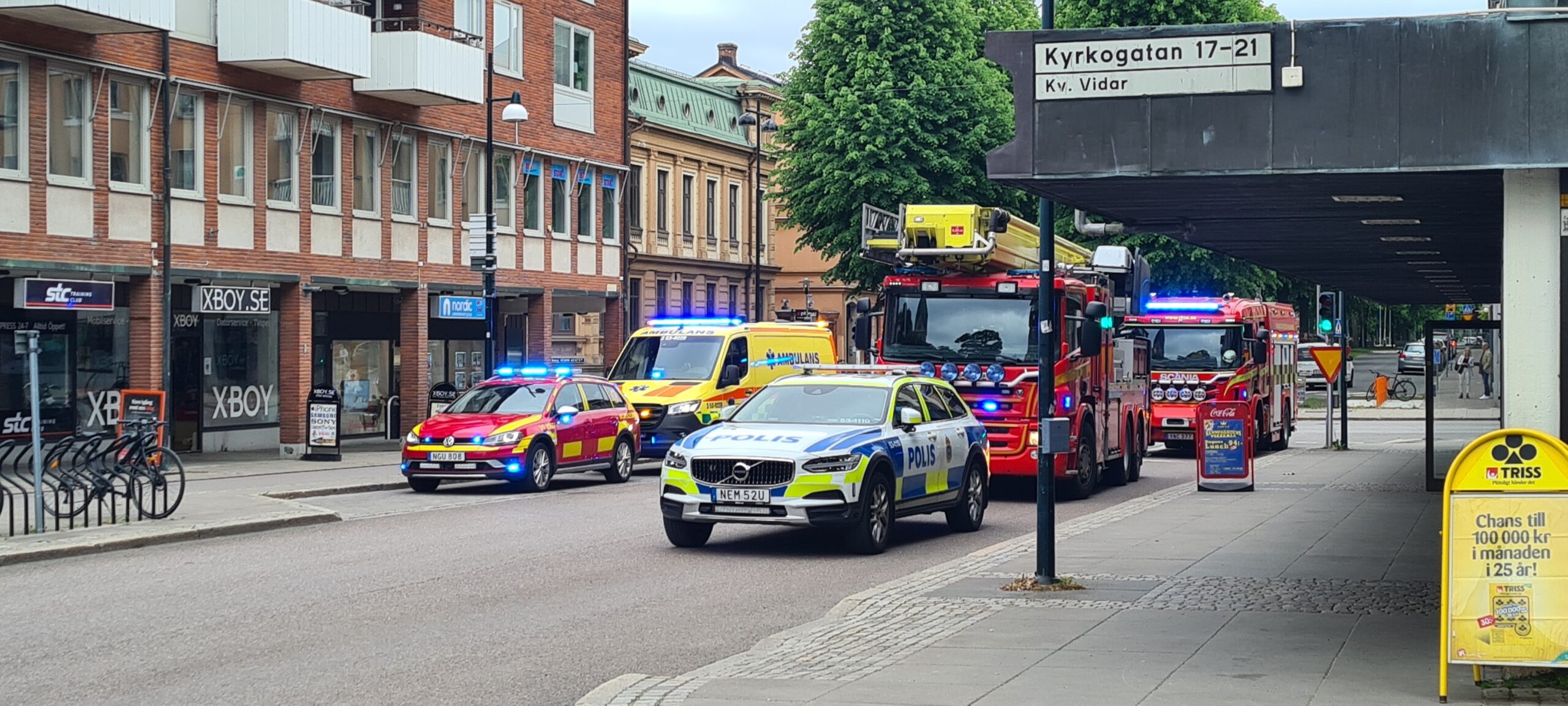 Larm om brand i centrala Skövde