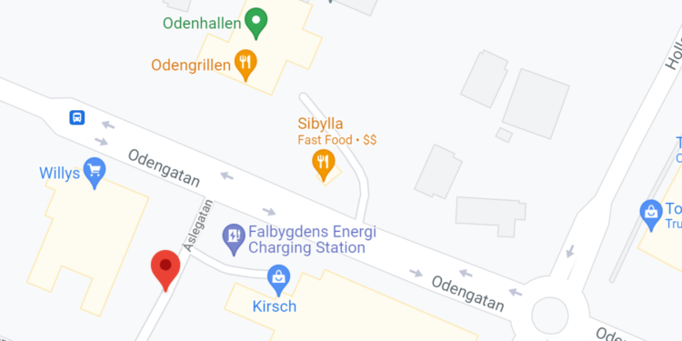 Karta över Åslegatan i Falköping