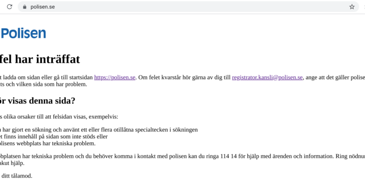 Skärmdump - Polisen.se