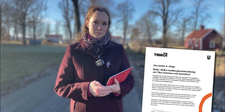 Kommunstrateg Emma Lindblad presenterar resultatet av SCB:s medborgarundersökning i Tibro.
