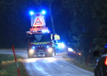 Förd till sjukhus efter krock med träd – allvarligt skadad