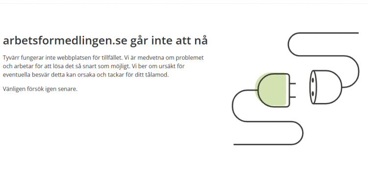 JUST NU: Arbetsförmedlingens sida ligger nere