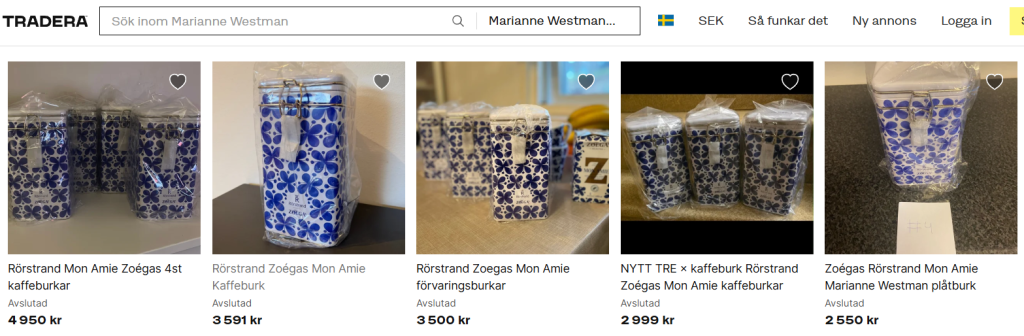 Avslutade Zoéga/Rörstrands kaffeburk annonser hos Tradera