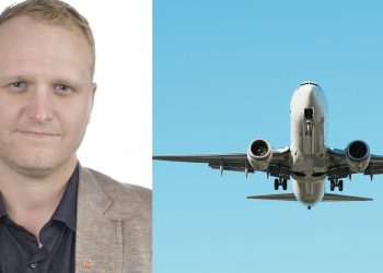 Marcus Andersson (S) och flygplan